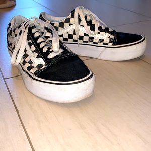 Vans Old Skool Platform Sneakers Checkerboard Pattern
